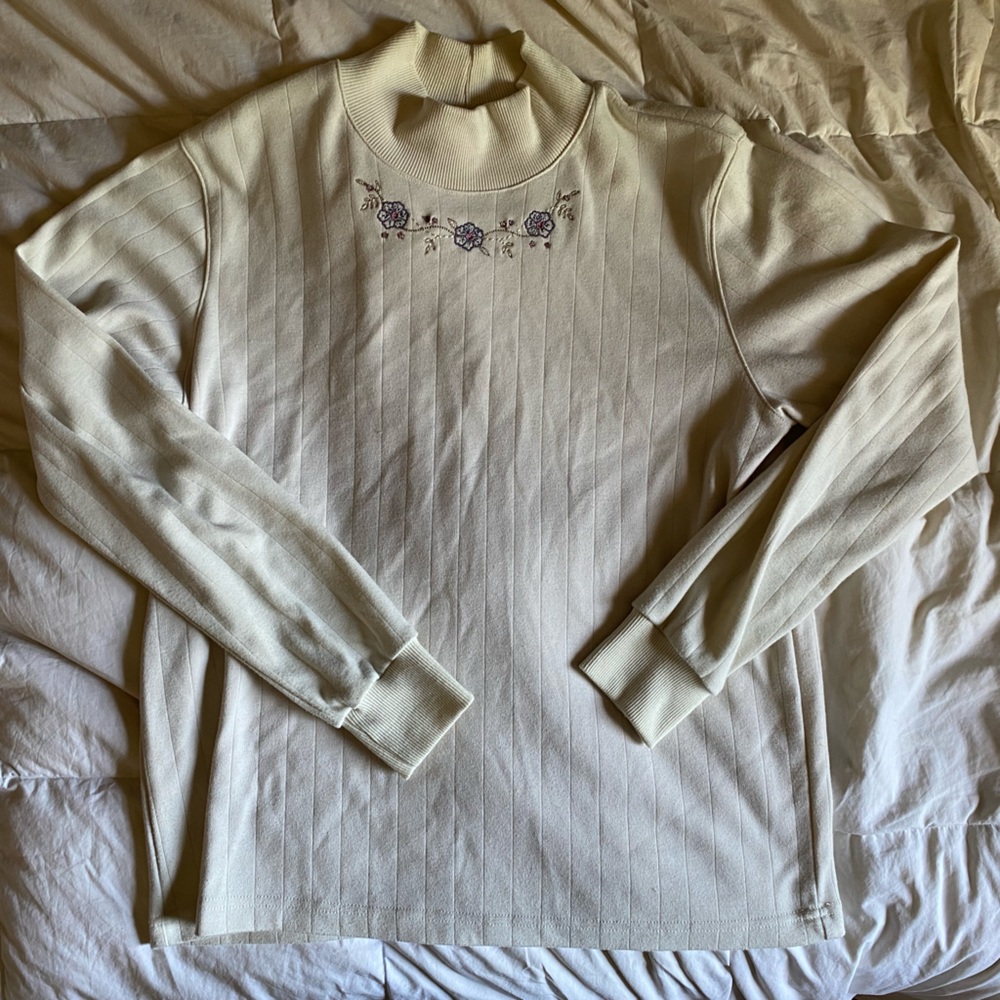 Alfred Dunner Floral Embroidered Mock-Neck